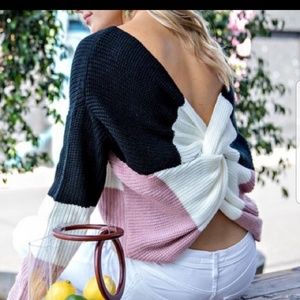 SALE!!!  Colorblock twist back sweater DRK